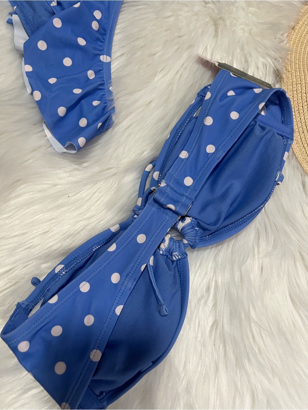 Blue Polka Dot womens Swim Bikini Set - Picture 8 of 11